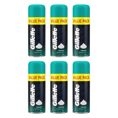 Gillette Shave Foam Sensitive Skin Value Pack 333g x 6 Bundle of 6