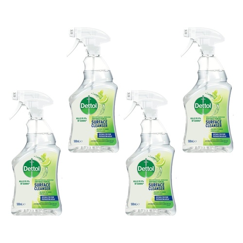 Dettol Antibacterial Surface Cleanser Trigger Fresh Lime & Mint 500ml Pack of 4
