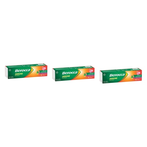 Berocca Immune Daily Defence Blackcurrant 15 Effervescent Tablets Pack of 3