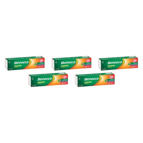 Berocca Immune Daily Defence Blackcurrant 15 Effervescent Tablets Pack of 5