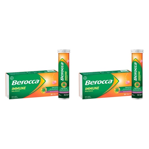 Berocca Immune Daily Defence Blackcurrant Flavour 30 Effervescent Pack of 2