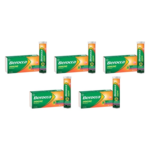 Berocca Immune Daily Defence Blackcurrant Flavour 30 Effervescent Pack of 5