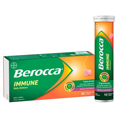Berocca Immune Daily Defence Blackcurrant Flavour 30 Effervescent Tablets