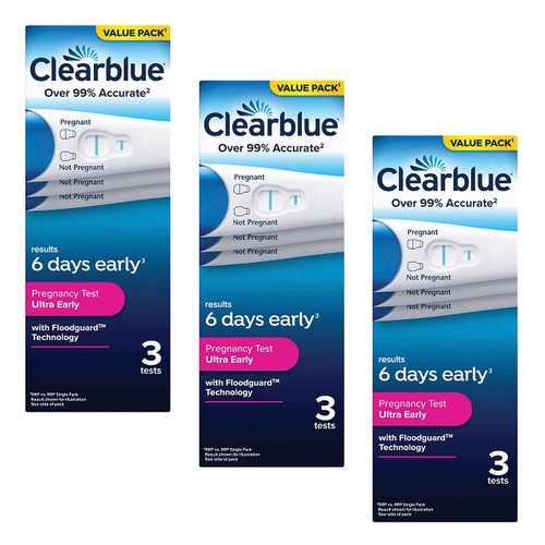 Clearblue Ultra Early Pregnancy Test 3 Pack Bundle of 3