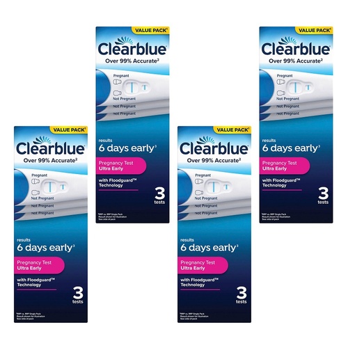 Clearblue Ultra Early Pregnancy Test 3 Pack Bundle of 4