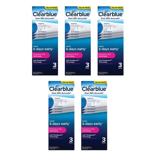Clearblue Ultra Early Pregnancy Test 3 Pack Bundle of 5