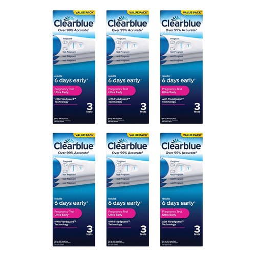 Clearblue Ultra Early Pregnancy Test 3 Pack Bundle of 6
