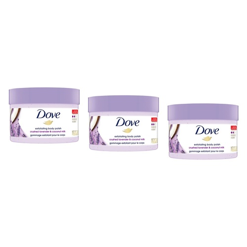 Dove Exfoliating Body Polish Crushed Lavender & Coconut Milk 298g Pack of 3