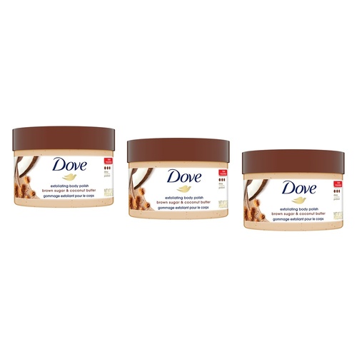 Dove Exfoliating Body Polish Brown Sugar & Coconut Butter 298g Pack of 3