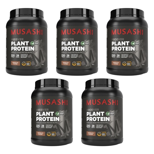 Musashi Recover Plant Protein Chocolate 900g Pack of 5
