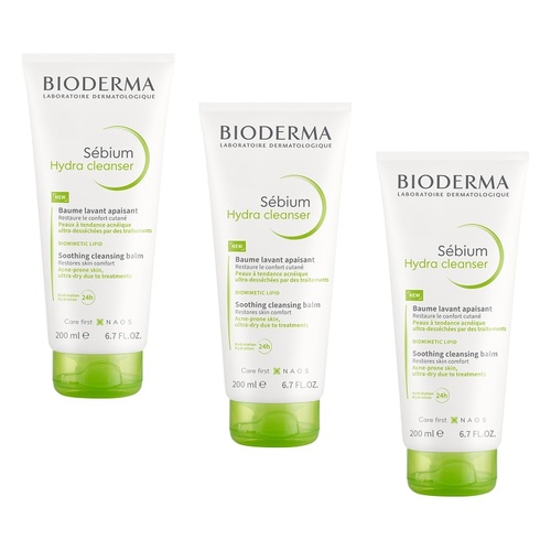 Bioderma Sébium Ultra-Nourishing Cream Hydra Cleanser 200mL Pack of 3