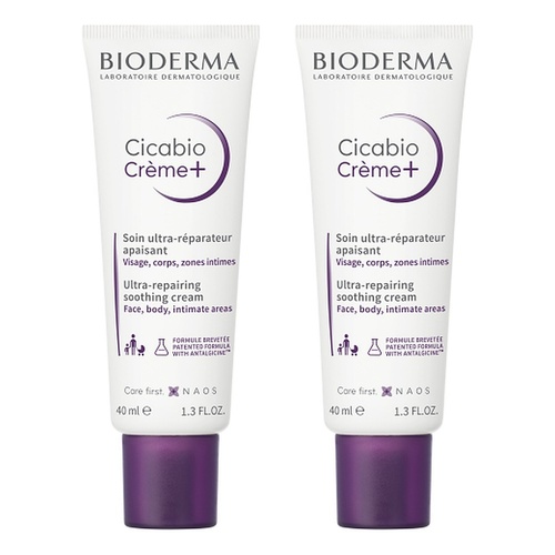 Bioderma Cicabio Creme+ Restorative Soothing Cream 40mL Pack of 2