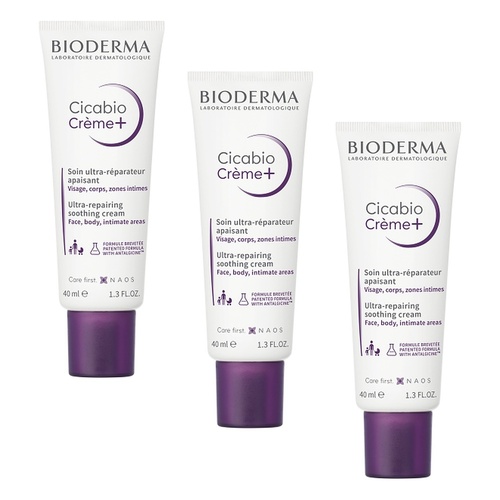 Bioderma Cicabio Creme+ Restorative Soothing Cream 40mL Pack of 3