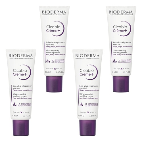 Bioderma Cicabio Creme+ Restorative Soothing Cream 40mL Pack of 4