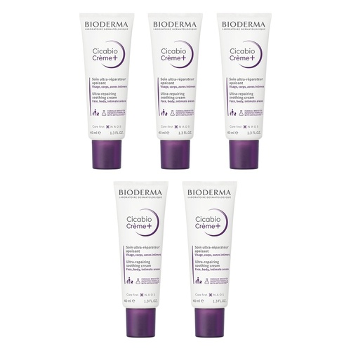 Bioderma Cicabio Creme+ Restorative Soothing Cream 40mL Pack of 5
