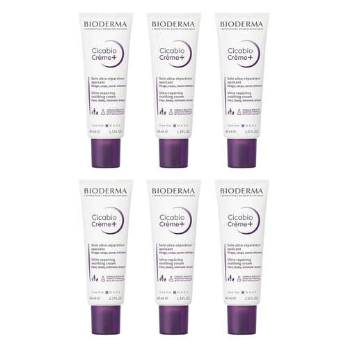 Bioderma Cicabio Creme+ Restorative Soothing Cream 40mL Pack of 6