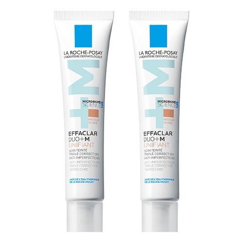 La Roche-Posay Effaclar Duo +M Unifiant Tinted Anti-Acne Moisturiser Pack of 2
