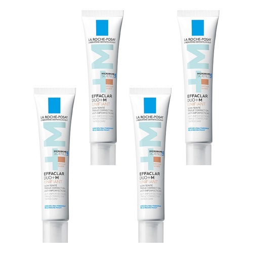 La Roche-Posay Effaclar Duo +M Unifiant Tinted Anti-Acne Moisturiser Pack of 4