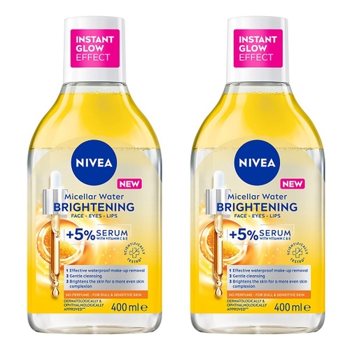 NIVEA Brightening Serum Micellar Water 400mL Pack of 2