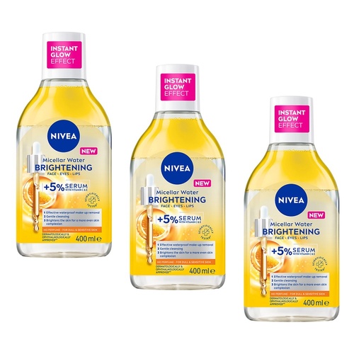 NIVEA Brightening Serum Micellar Water 400mL Pack of 3