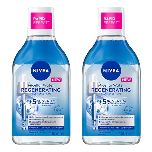 NIVEA Regenerating Serum Micellar Water 400mL Pack of 2