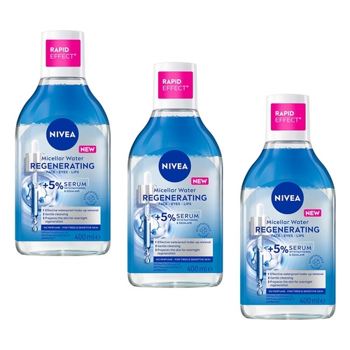 NIVEA Regenerating Serum Micellar Water 400mL Pack of 3