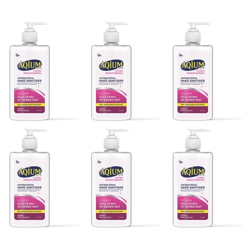 Ego Aqium Antibacterial Hand Sanitiser Ultra Hydrating 375mL Pack of 6