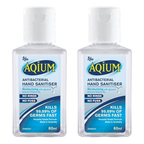 Ego Aqium Antibacterial Hand Sanitiser 60mL Pack of 2