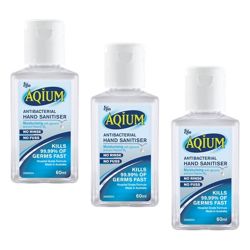 Ego Aqium Antibacterial Hand Sanitiser 60mL Pack of 3