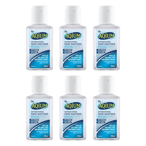 Ego Aqium Antibacterial Hand Sanitiser 60mL Pack of 6