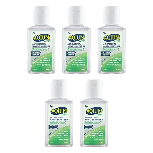 Ego Aqium Aloe Antibacterial Hand Sanitiser 60mL Pack of 5