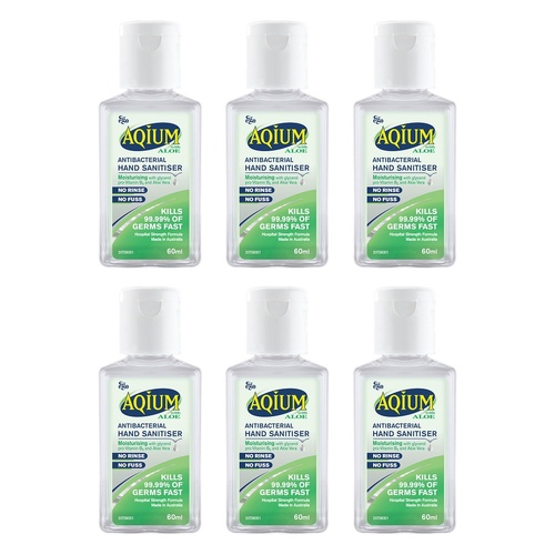 Ego Aqium Aloe Antibacterial Hand Sanitiser 60mL Pack of 6