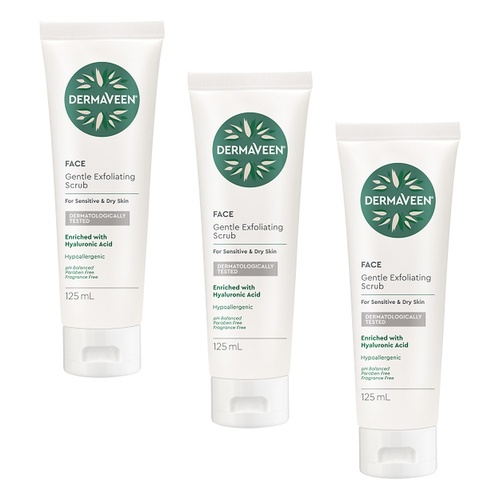 DermaVeen Face Gentle Exfoliating Scrub 125mL Pack of 3