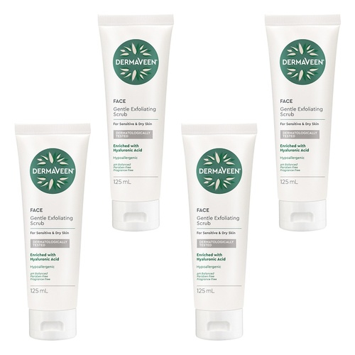 DermaVeen Face Gentle Exfoliating Scrub 125mL Pack of 4