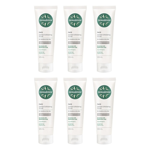 DermaVeen Face Gentle Exfoliating Scrub 125mL Pack of 6