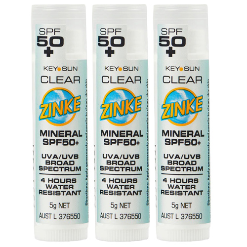ZINKE SPF 50 Plus Clear Mineral Zinc Stick 5g Pack of 3
