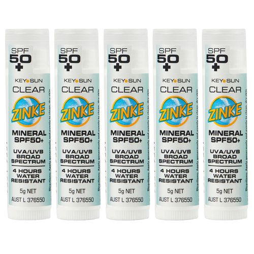 ZINKE SPF 50 Plus Clear Mineral Zinc Stick 5g Pack of 5