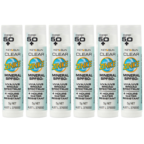 ZINKE SPF 50 Plus Clear Mineral Zinc Stick 5g Pack of 6