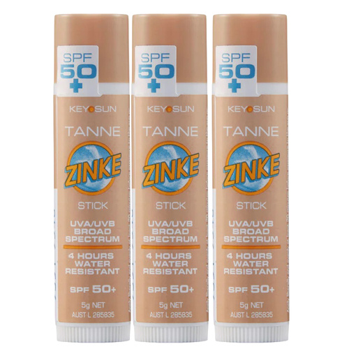 ZINKE SPF 50 Plus Tanne Zinc Stick 5g Pack of 3