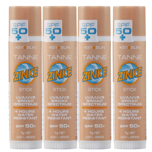 ZINKE SPF 50 Plus Tanne Zinc Stick 5g Pack of 4