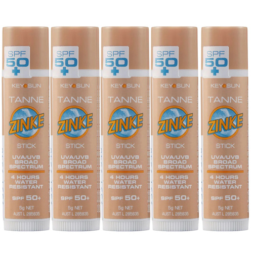 ZINKE SPF 50 Plus Tanne Zinc Stick 5g Pack of 5
