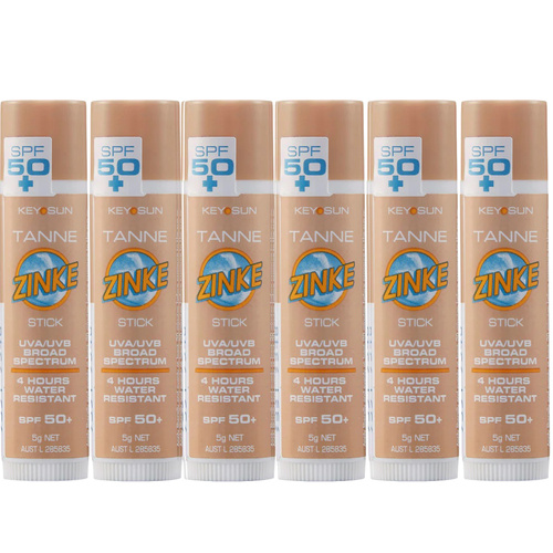 ZINKE SPF 50 Plus Tanne Zinc Stick 5g Pack of 6