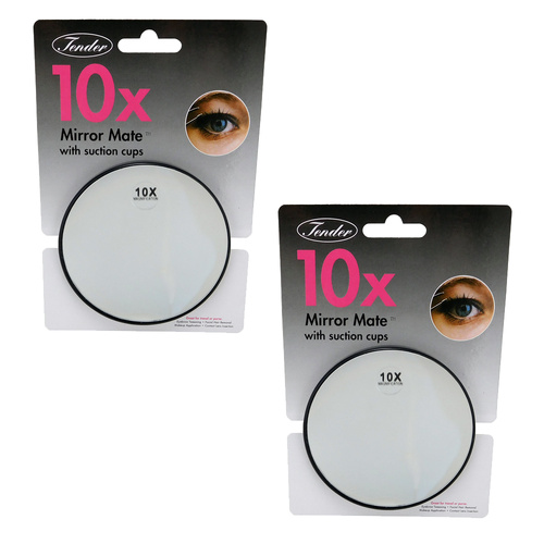 Tender 10x Magnifying Mirror 9cm Pack of 2 Suction Cups for Makeup