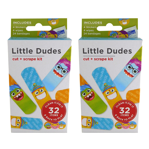 Surgical Basics Little Dudes Kids Wound Closure and Scrape Kit 32 Pieces x 2