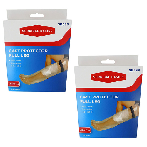 Surgical Basics Full Leg Cast Protector Pack of 2 Reusable Size 30 x 102cm