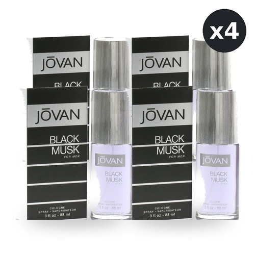 Jovan Black Musk for Men Eau De Cologne EDC Spray 88ml Pack of 4