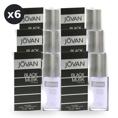Jovan Black Musk for Men Eau De Cologne EDC Spray 88ml Pack of 6