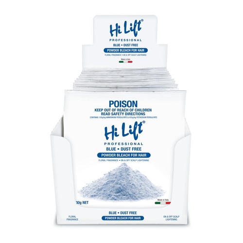 Hi Lift Blue Powder Bleach Sachets 30g Display of 12