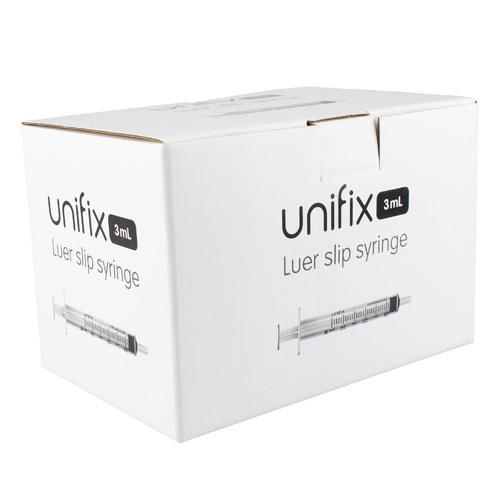 Unifix Syringe 3mL Luer Slip Box of 100