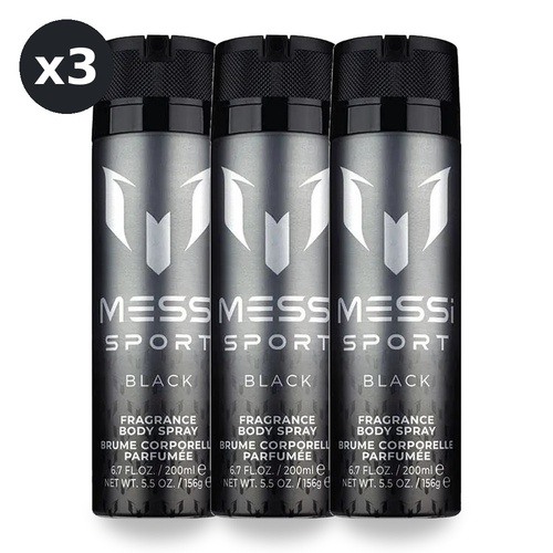 Messi Sport Black Body Spray 200ml Pack of 3